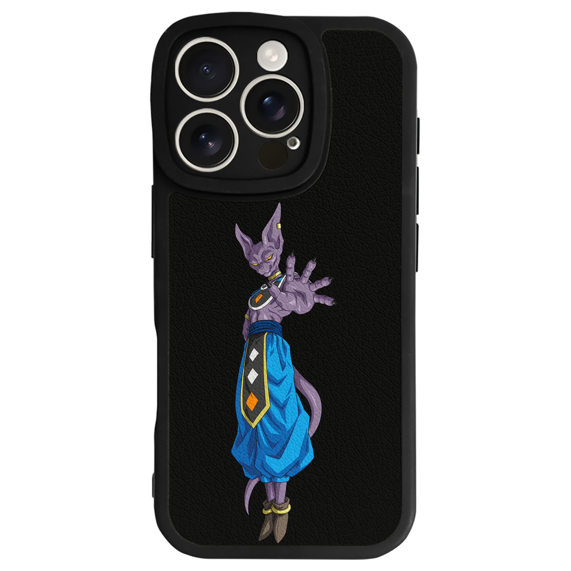 （画像用） ドラゴンボール ビルス 破壊神ビルス DRAGON BALL Beerus Birusu 【iPhone 16シリーズ対応】シリコンスマホケース（レザー調） 材質：シリコン